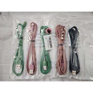 5 Pack Tangle-Free Soft Silicone Fast Charging Cord Compatible with Lightning